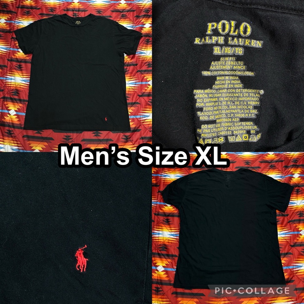 Polo Ralph Lauren Black T-Shirt Mens Size XL Embroidered Red Pony Basic Tee
